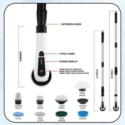 9-in-1 Electric Cleaning Brush with Extendable Handle